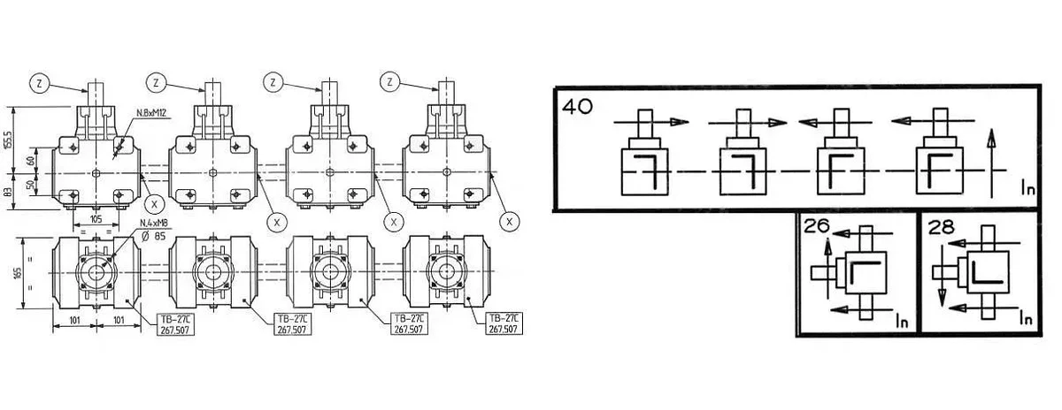 rotary-tiller-pto-gearbox-tb27c-dimensions-combo-1